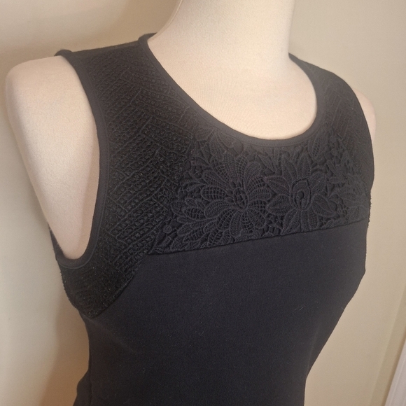 J. Crew Ponte Knit Peplum Crochet Detail Tank Black Size Small - Picture 4 of 10